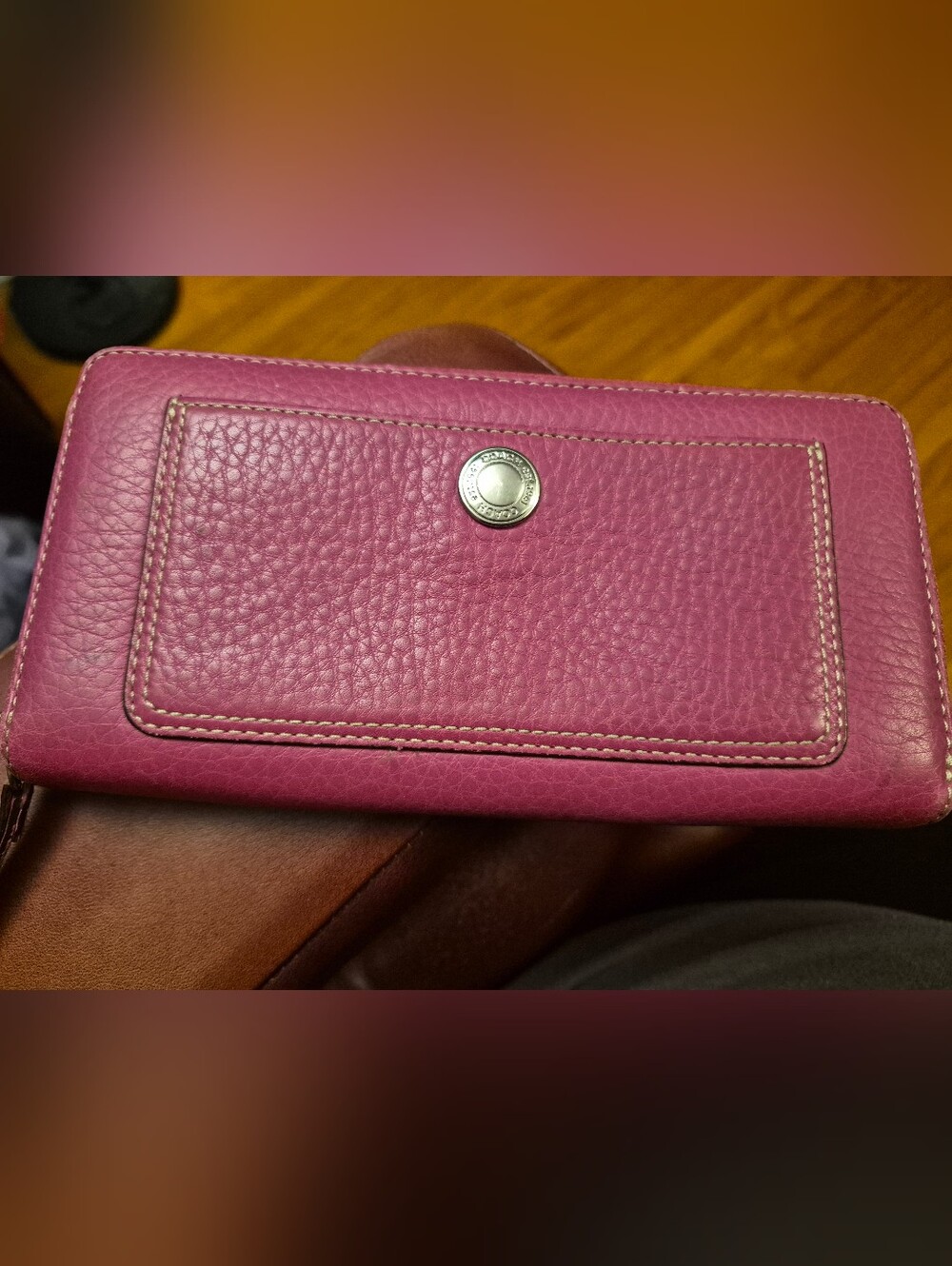 Coach Fuschia Zip Around Wallet